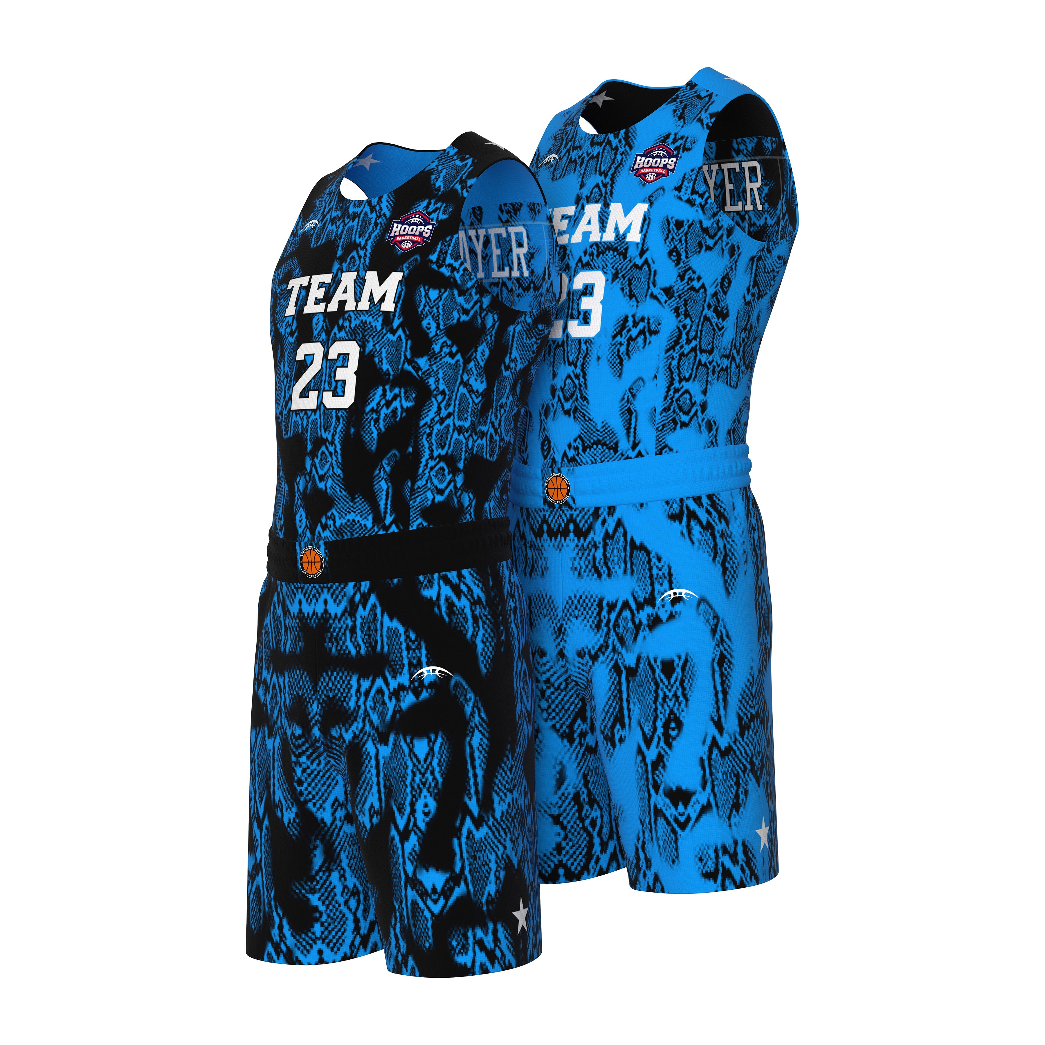 Custom All-Star Reversible Basketball Uniform - 186 Snake Camouflage 
