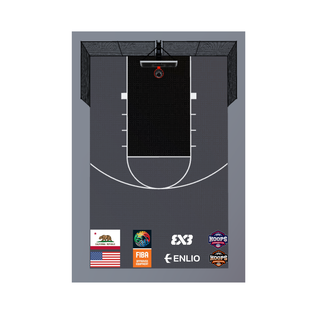 USA Enlio Official 3X3 Basketball Court – FIBA ​​Certified – 25' x 40' Half Court